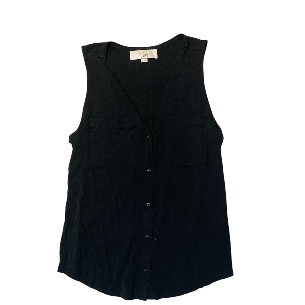 Loft black button up tank blouse